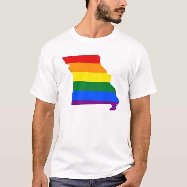LGBT Missouri, US state flag map T-Shirt (Front)