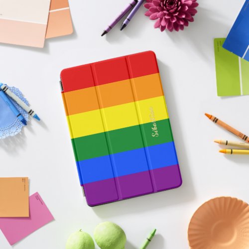 LGBT Monogrammed Rainbow Stripes Gay Lesbian Pride iPad Pro Cover