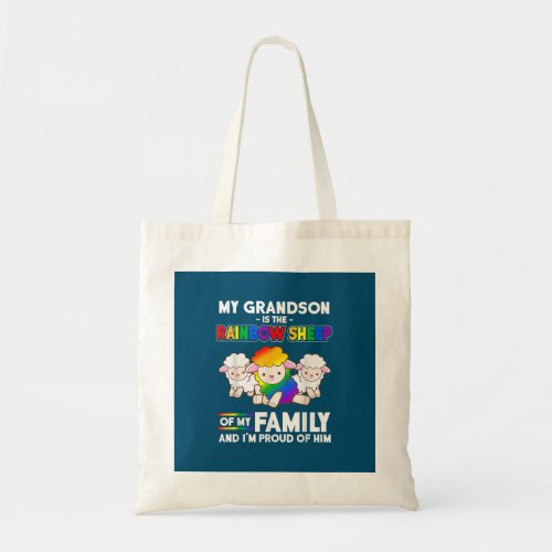 Lgbt My Grandson Is Rainbow Sheep Of Family Proud Tote Bag