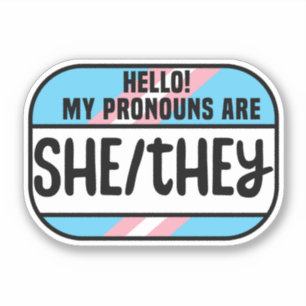 LGBT Name Tag Transgender Pronouns She They Sticker