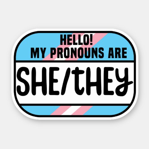 LGBT Name Tag Transgender Pronouns She They Sticker