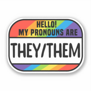 LGBT Name Tag Transgender Pronouns They Them Trans Sticker