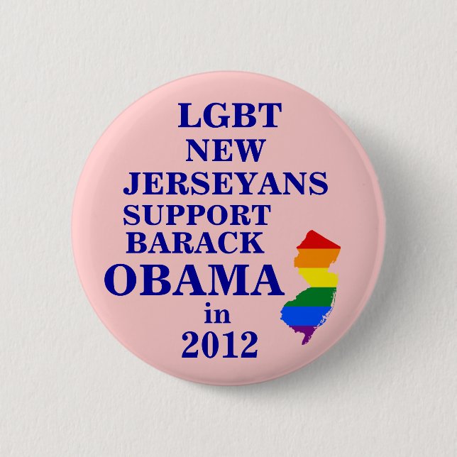 LGBT New Jerseyans for Obama 2012 Pinback Button (Front)