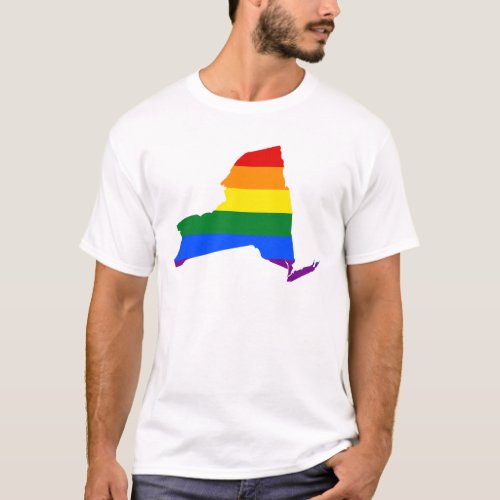 LGBT New York US state flag map T_Shirt