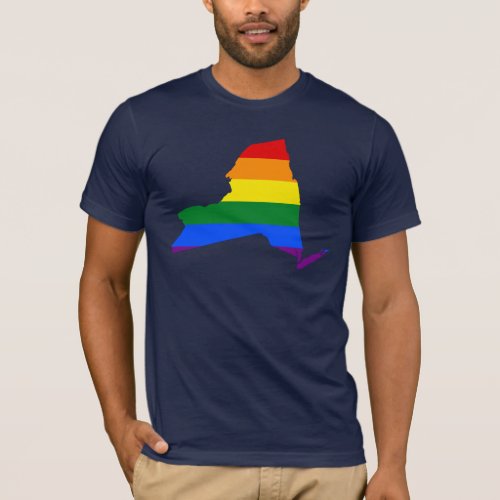 LGBT New York US state flag map T_Shirt