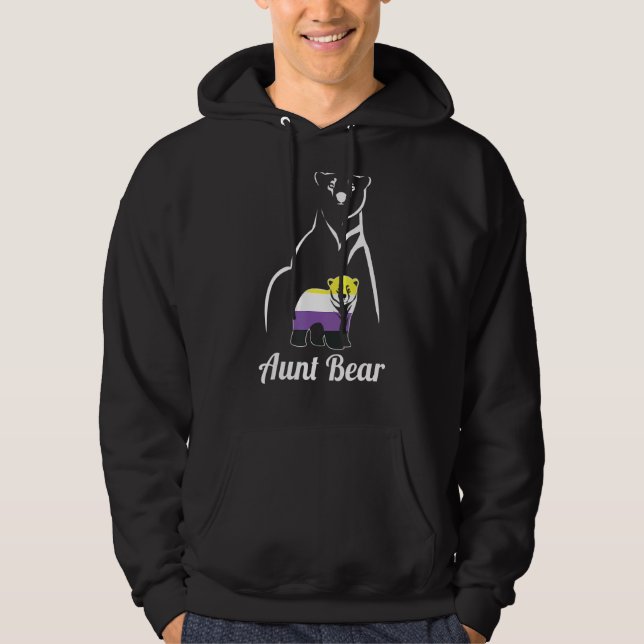 Lgbt Non Binary Aunt Bear Enby Non Binary Pride Hoodie (Front)