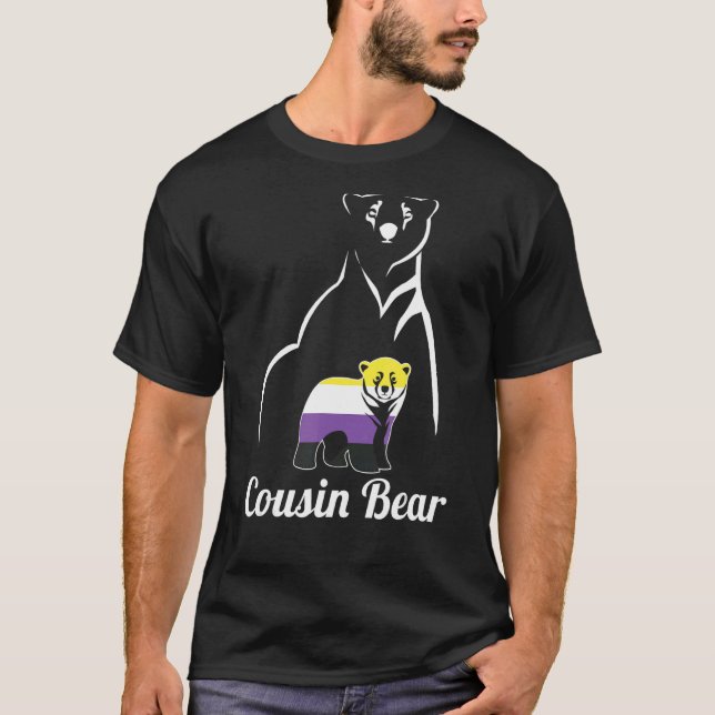 Lgbt Non Binary Cousin Bear Enby Non Binary Pride T-Shirt (Front)