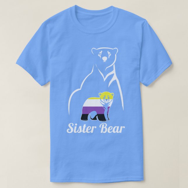 LGBT NonBinary Sister Bear Enby Non Binary Pride T-Shirt (Design Front)