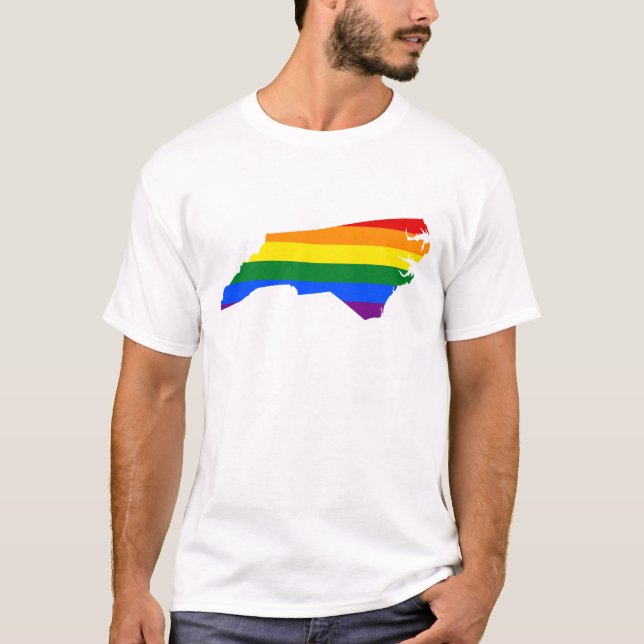 LGBT North Carolina, US state flag map T-Shirt (Front)