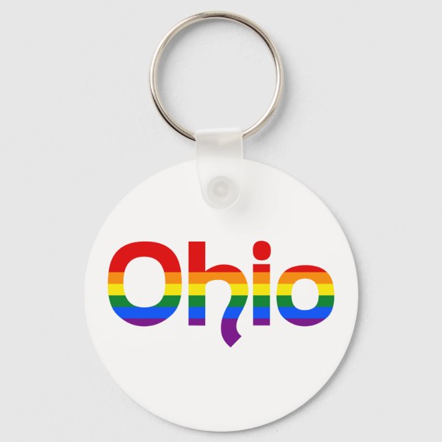 LGBT Ohio Rainbow text Keychain (Front)