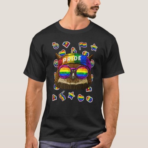 Lgbt Owl Gay Pride Month Night Bird Animal Rainbow T_Shirt