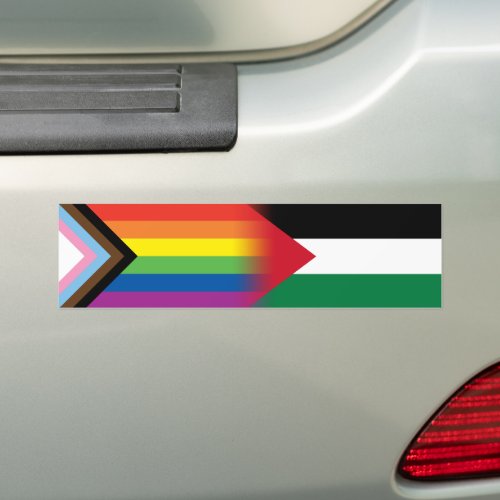 LGBT Palestine Flag Progress Pride Flag Bumper Sticker