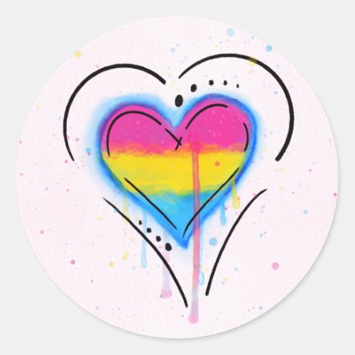 LGBT Pansexual Bisexual Pride Heart Flag Classic Round Sticker