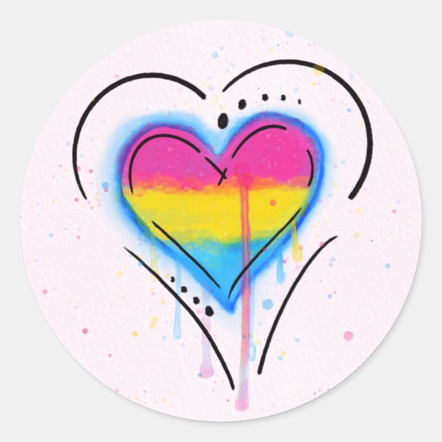 LGBT Pansexual Bisexual Pride Heart Flag Classic Round Sticker (Front)