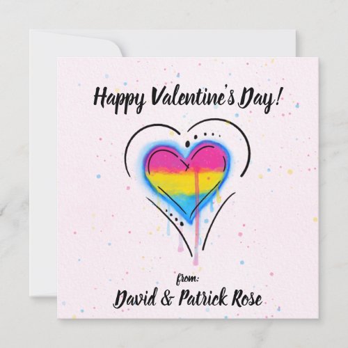 LGBT Pansexual Bisexual Pride Heart Valentine Card