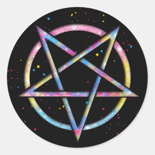 LGBT Pansexual Bisexual Pride Pentagram Classic Round Sticker