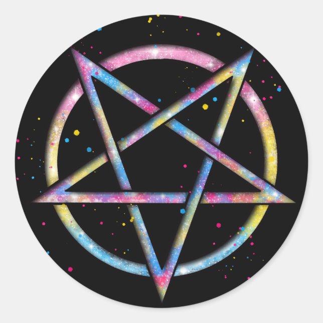 LGBT Pansexual Bisexual Pride Pentagram Classic Round Sticker (Front)