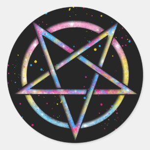 LGBT Pansexual Bisexual Pride Pentagram Classic Round Sticker