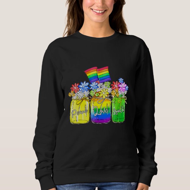 Lgbt Peace Love Equality Rainbow Floral Lgbt Flag Sweatshirt (Front)