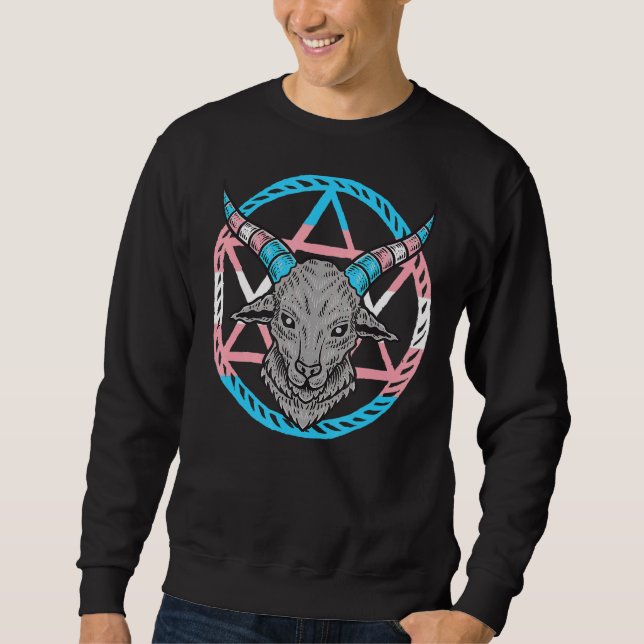 Lgbt Pentagram Goat Goth Trasngender Sweatshirt (Front)