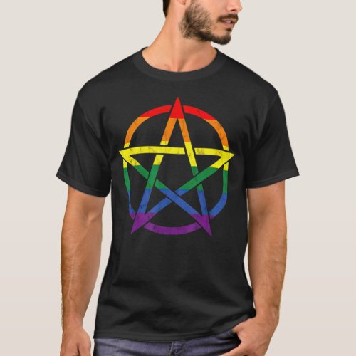 LGBT Pentagramm Gothic Gay Pride Wicca Homosexual  T_Shirt