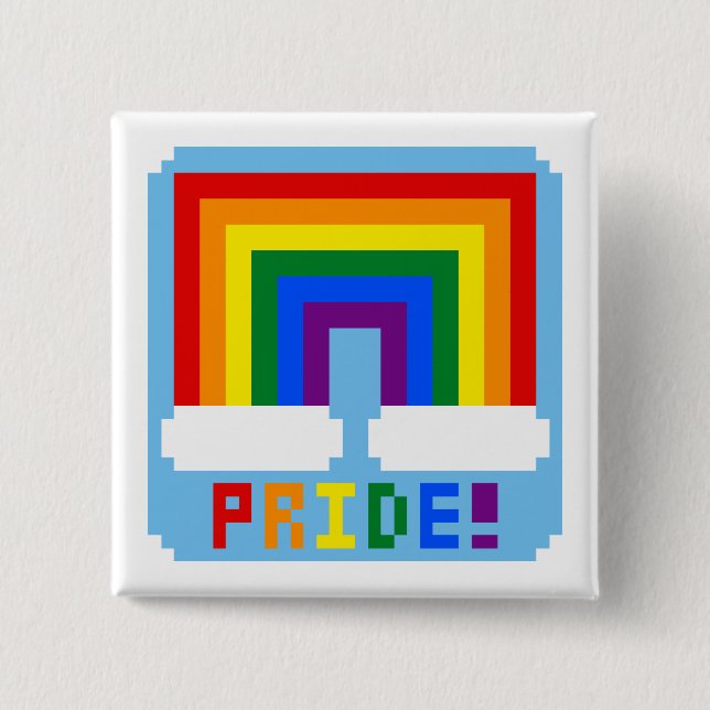LGBT+ Pixel Pride Pinback Button (Front)