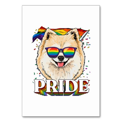 LGBT Pomeranian Gay Pride LGBTQ Rainbow Flag Table Number
