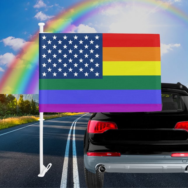 LGBT Pride American Blue & White Stars Car Flag (LGBT Pride American Blue & White Stars Car Flag)
