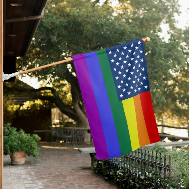 LGBT Pride American Blue & White Stars House Flag (In SItu)