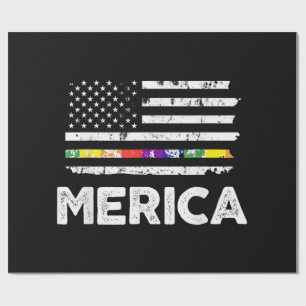 LGBT Pride American Flag T Shirt - 4th of July Gay Wrapping Paper