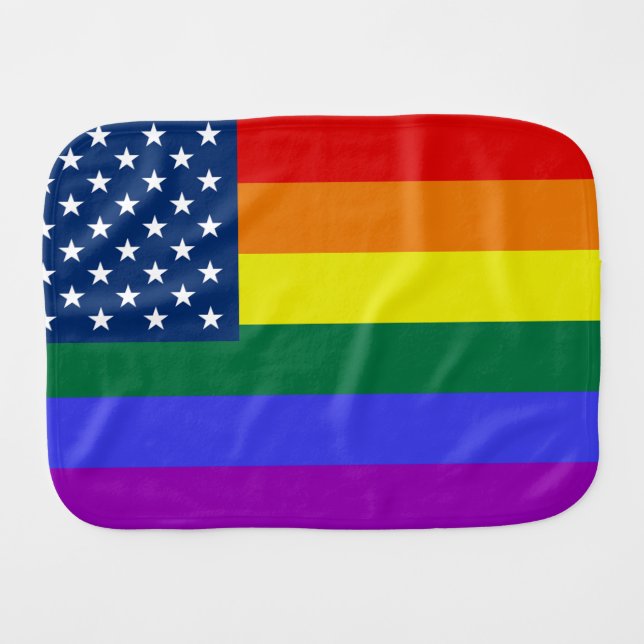 LGBT Pride American Flag with Stars Baby Burp Cloth (Front Horizontal)