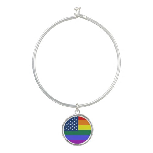 LGBT Pride American Flag with Stars Bangle Bracelet