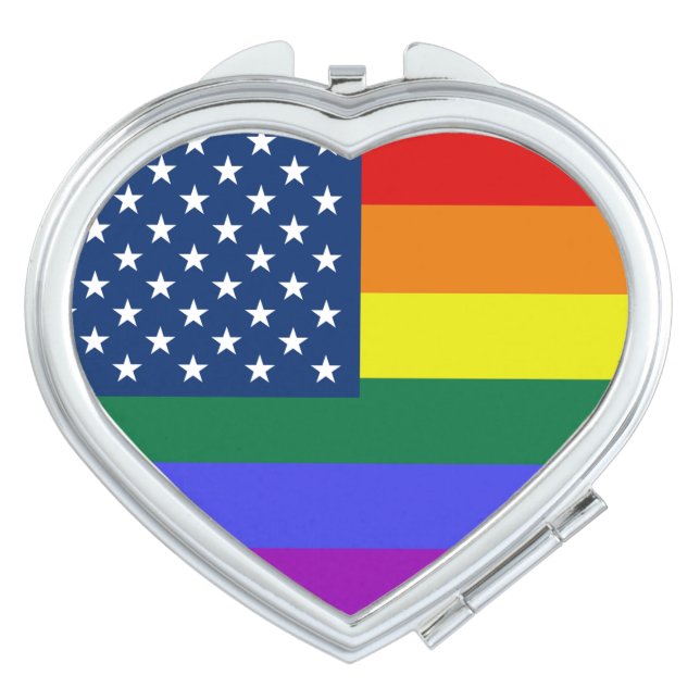 LGBT Pride American Flag with Stars Compact Mirror (Front)