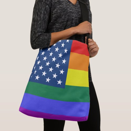 LGBT Pride American Flag with Stars Crossbody Bag