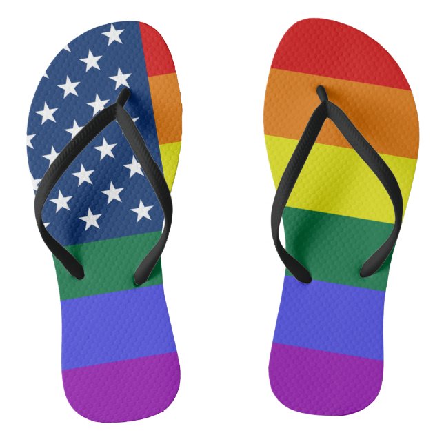 LGBT Pride American Flag with Stars Flip Flops (Footbed)