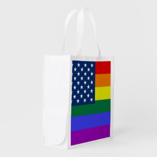 LGBT Pride American Flag with Stars Grocery Bag