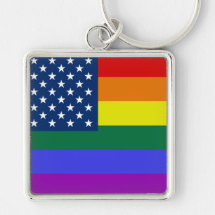 LGBT Pride American Flag with Stars Keychain