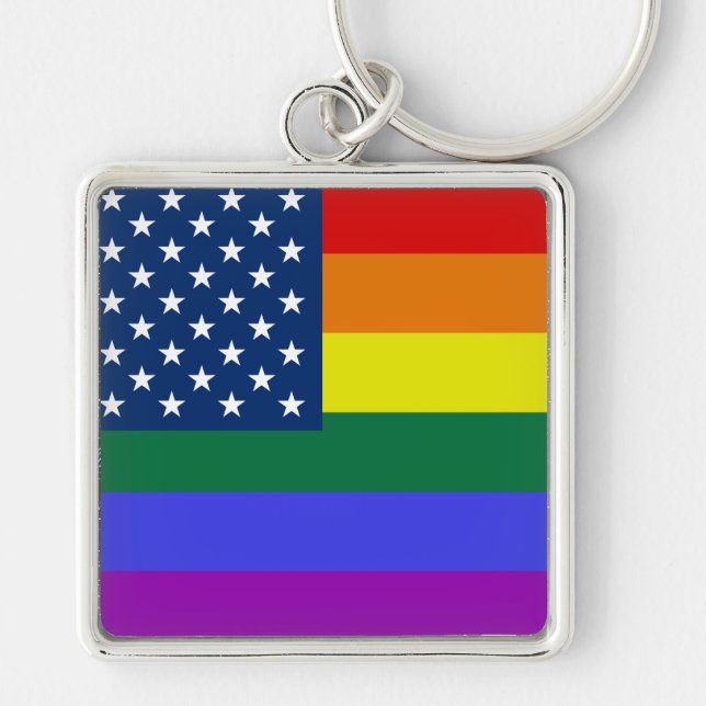 LGBT Pride American Flag with Stars Keychain (Front)