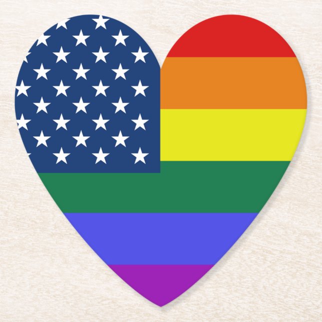 LGBT Pride American Flag with Stars Paper Coaster (Front)