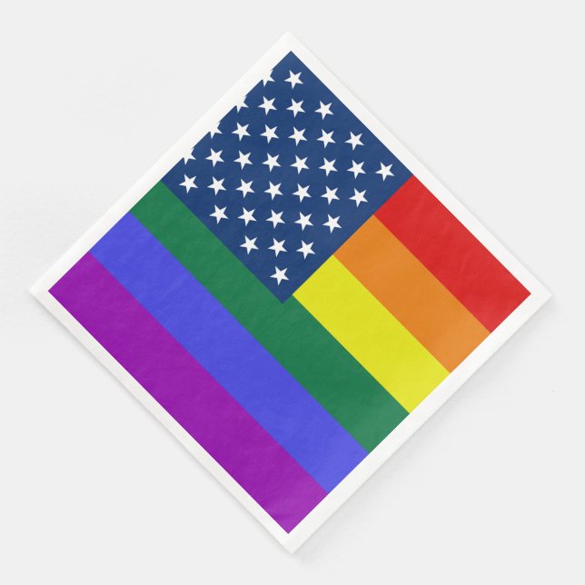 LGBT Pride American Flag with Stars Paper Dinner Napkins (Corner)