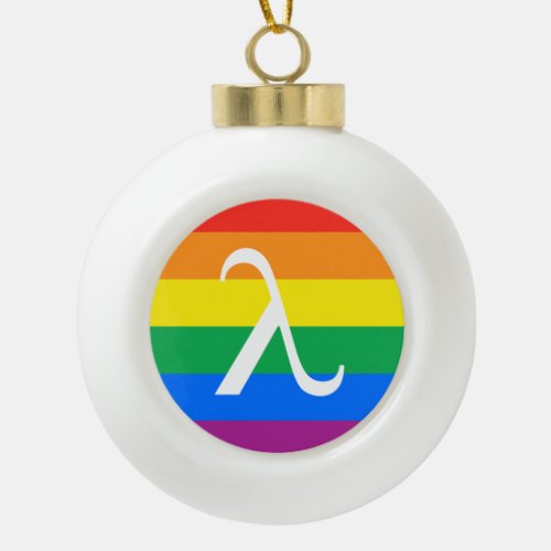 LGBT Pride and Activism Lambda Ceramic Ball Christmas Ornament