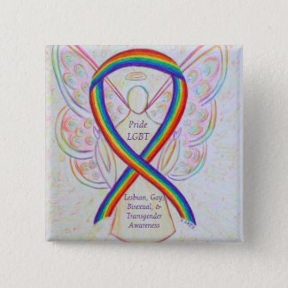 LGBT Pride Awareness Angel Ribbon Custom Pin