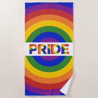 LGBT Pride Bold Geometric Rainbow Bullseye Beach Towel