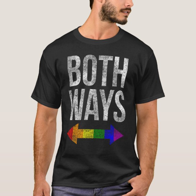 LGBT Pride Both Ways Bisexual Rainbow Arrow Human  T-Shirt (Front)