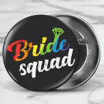 LGBT Pride Bride Squad Wedding Gay Lesbian Rainbow Button<br><div class="desc">This modern LGBT themed design features the text "Bride Squad" in rainbow typography accented with a diamond #wedding #engagement #lgbtwedding #bridesquad #LGBT #gay #pride #lesbian #bisexual #transgender #queer #equality #rainbow #fashion #fashionable #style #stylish</div>