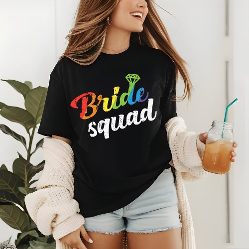 LGBT Pride Bride Squad Wedding Gay Lesbian Rainbow Tri_Blend Shirt