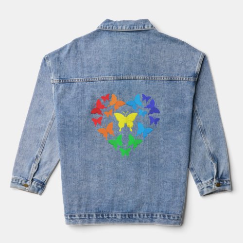 LGBT Pride Butterflies forming a heart  Denim Jacket