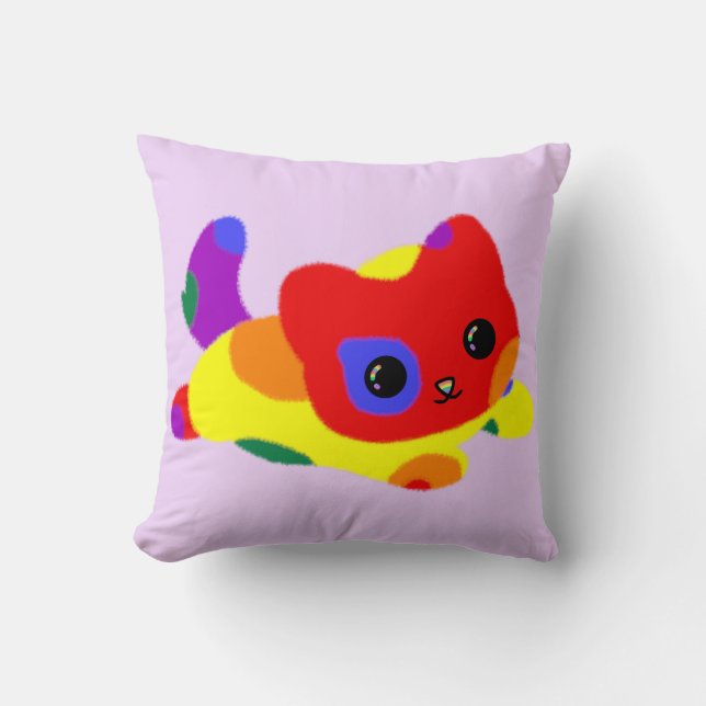 LGBT+ Pride Cat Throw Pillow (Front)