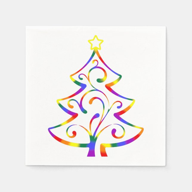 LGBT+ Pride Christmas Tree Paper Napkins (Front)