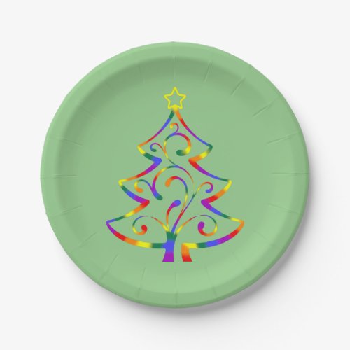 LGBT Pride Christmas Tree Paper Plates